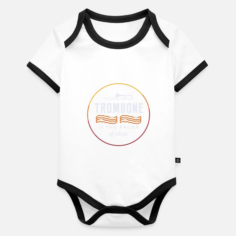 Trombone Musician Funny Gift idea Organic Baby Contrasting Bodysuit