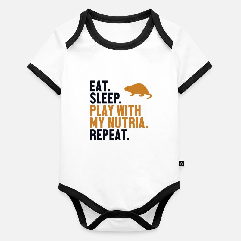 Eat Sleep Nutria Repeat Biber Biberratte Baby Bio-Kurzarm-Kontrastbody