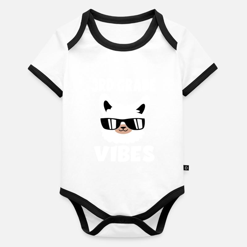 3ème Grade Vibes Scolarisation Alpaka Lama Début de l’école Body Bébé bio contrasté manches courtes