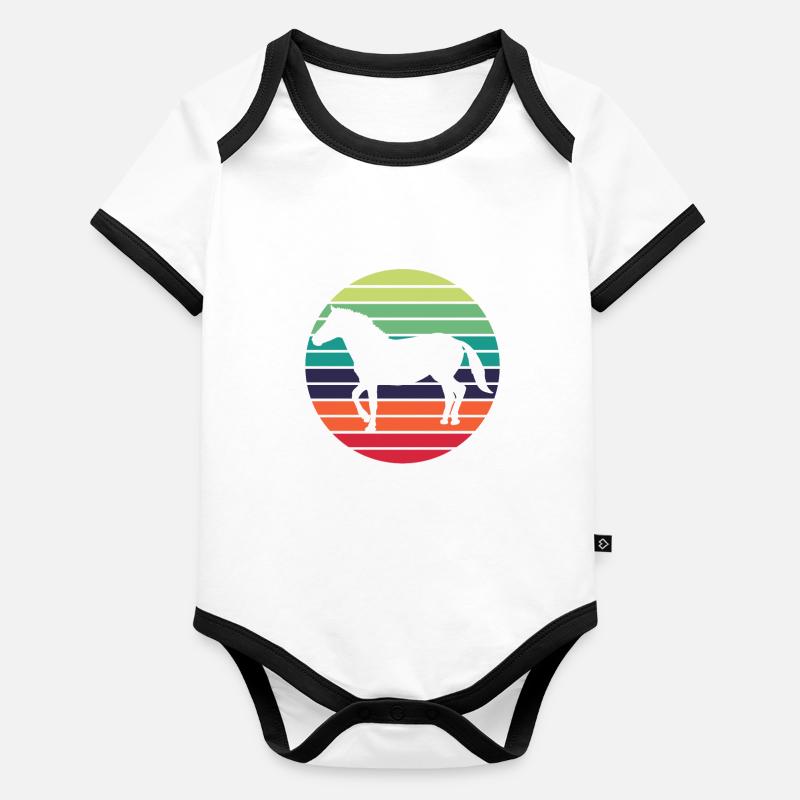 Cheval Cheval Équestre Equitation Body Bébé bio contrasté manches courtes