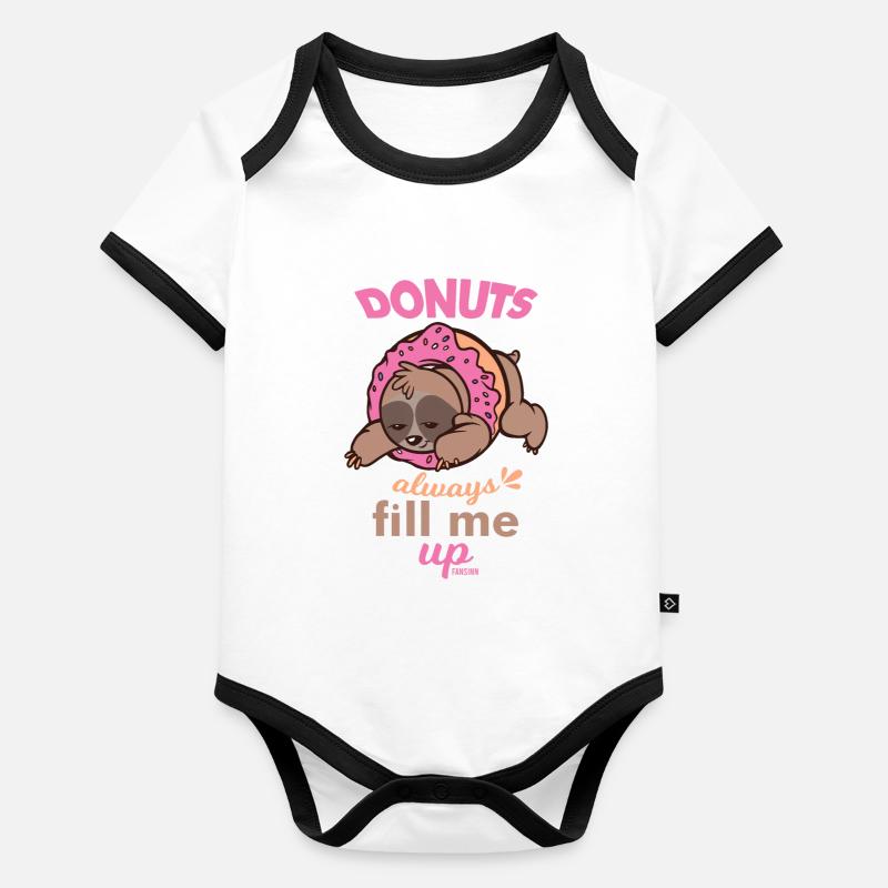 Faultier in einem leckeren Donut Baby Bio-Kurzarm-Kontrastbody