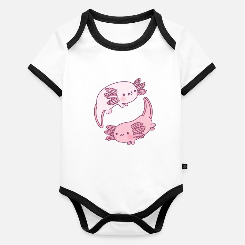 Mignon Axolotls Yin Yang Body Bébé bio contrasté manches courtes