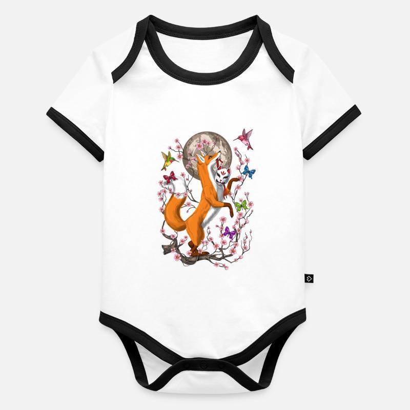 Fox Cherry Blossom Organic Baby Contrasting Bodysuit