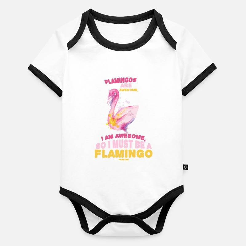 Flamingos Are Awesome, I Am Awesome Organic Baby Contrasting Bodysuit