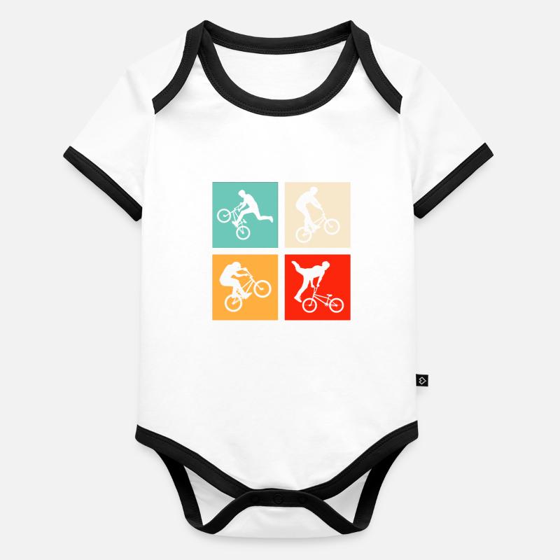 BMX Rétro Body Bébé bio contrasté manches courtes