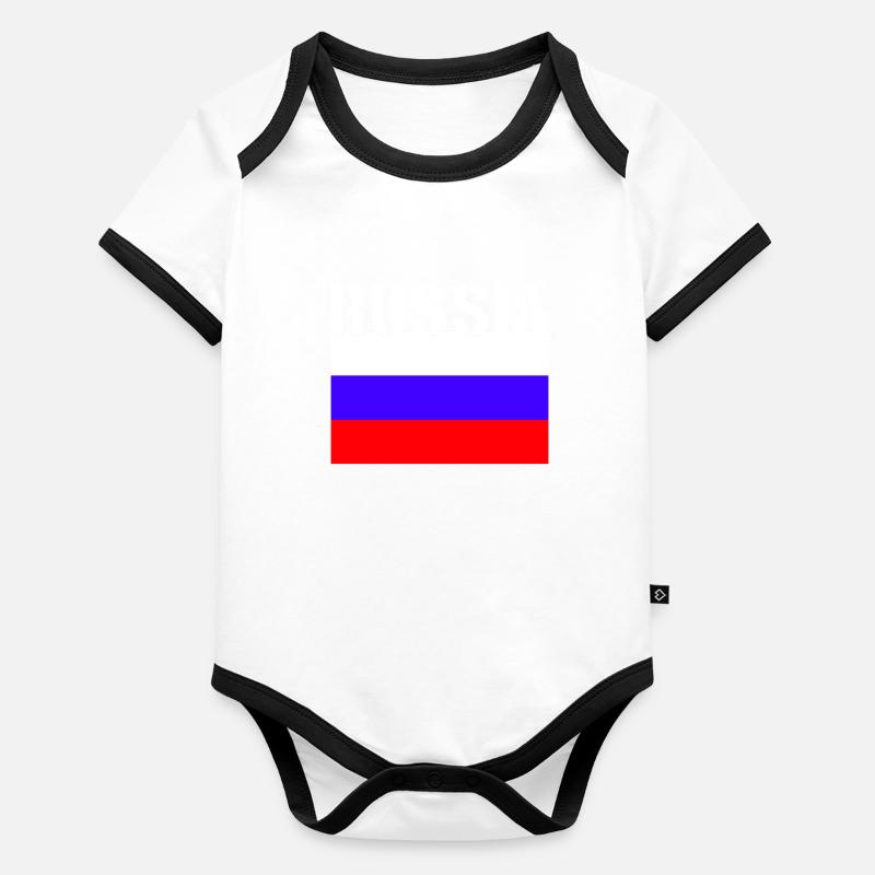 Russia Flag Organic Baby Contrasting Bodysuit
