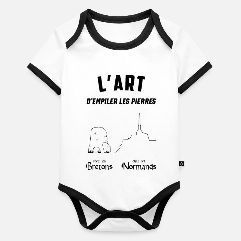 L'art d empiler les pierres Body Bébé bio contrasté manches courtes