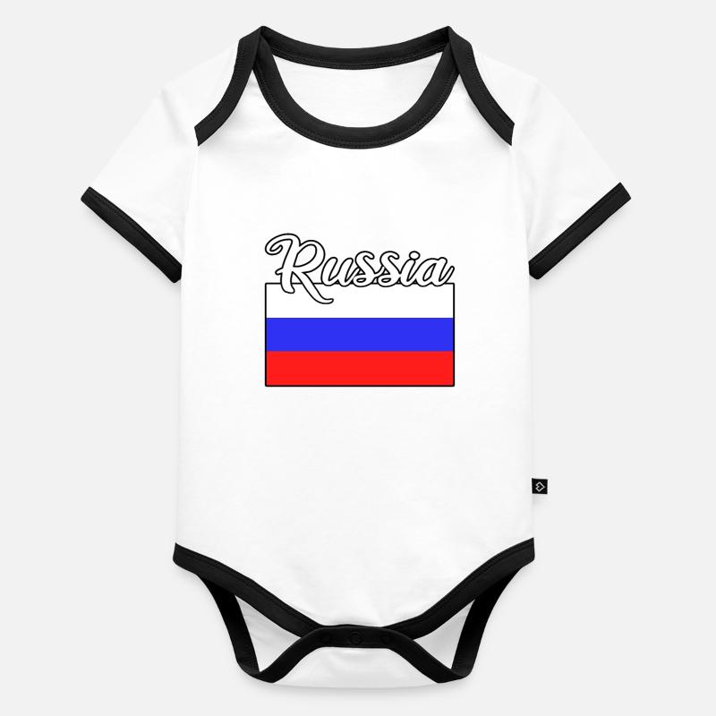 Russie Russie Drapeau Body Bébé bio contrasté manches courtes