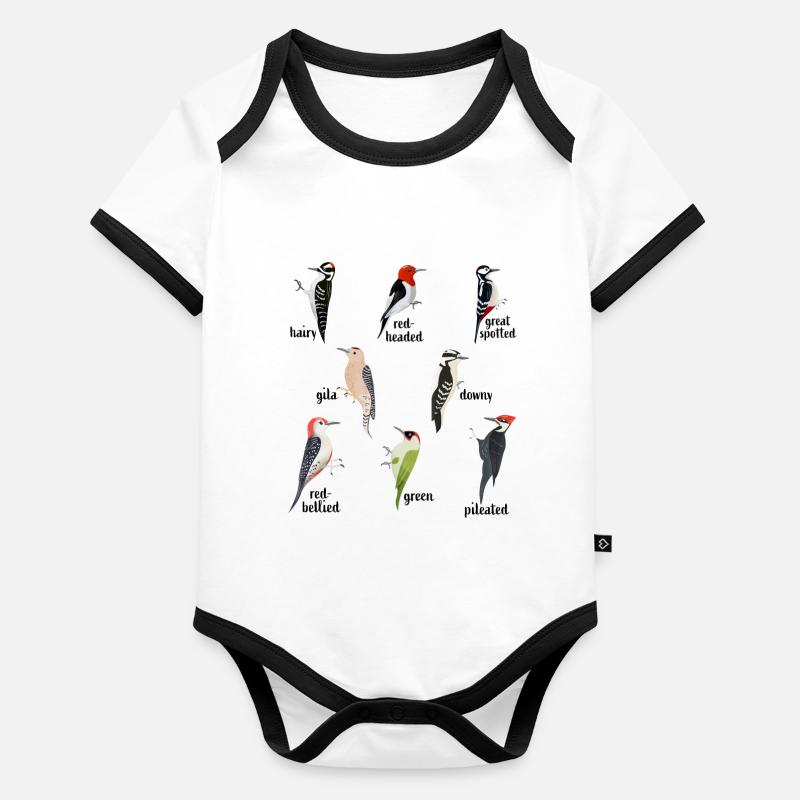 Types de cadeau d’observation des oiseaux pics Body Bébé bio contrasté manches courtes