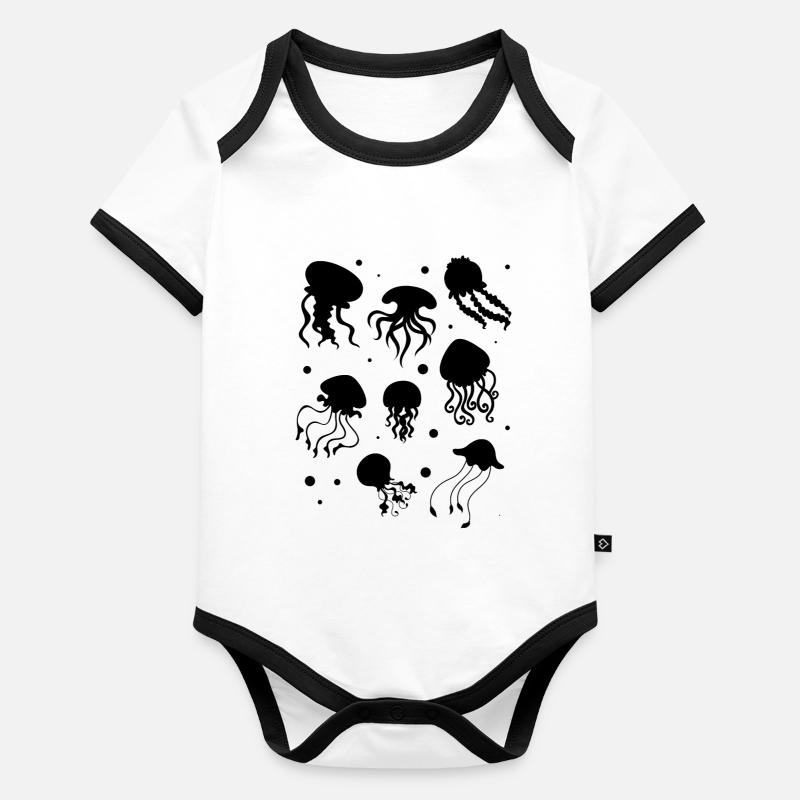 Méduses heureuses méduses méduses Body Bébé bio contrasté manches courtes