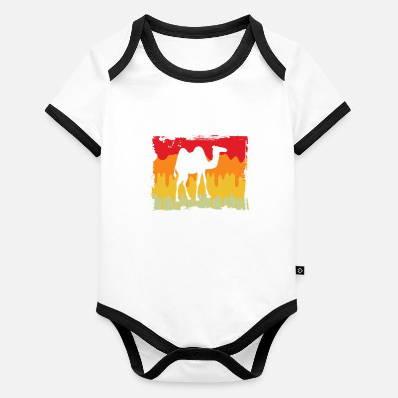 Camel Rétro Body Bébé bio contrasté manches courtes