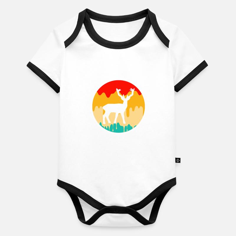 Deer Retro Organic Baby Contrasting Bodysuit
