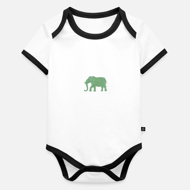 Éléphant Body Bébé bio contrasté manches courtes