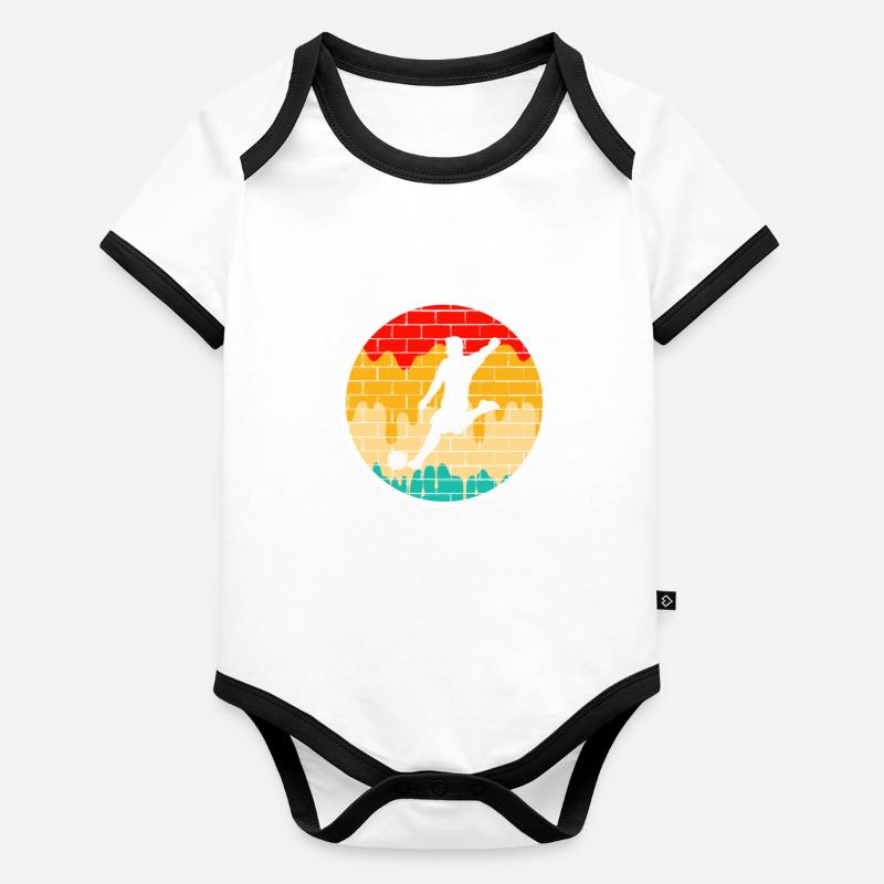Fußball Retro Baby Bio-Kurzarm-Kontrastbody