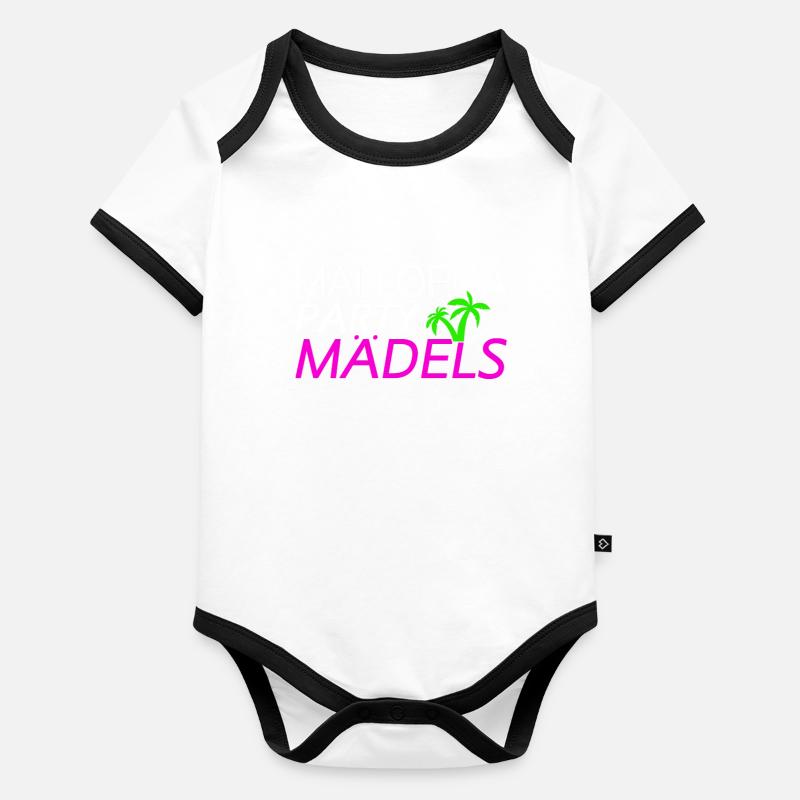 Mallorca Party Mädels Baby Bio-Kurzarm-Kontrastbody