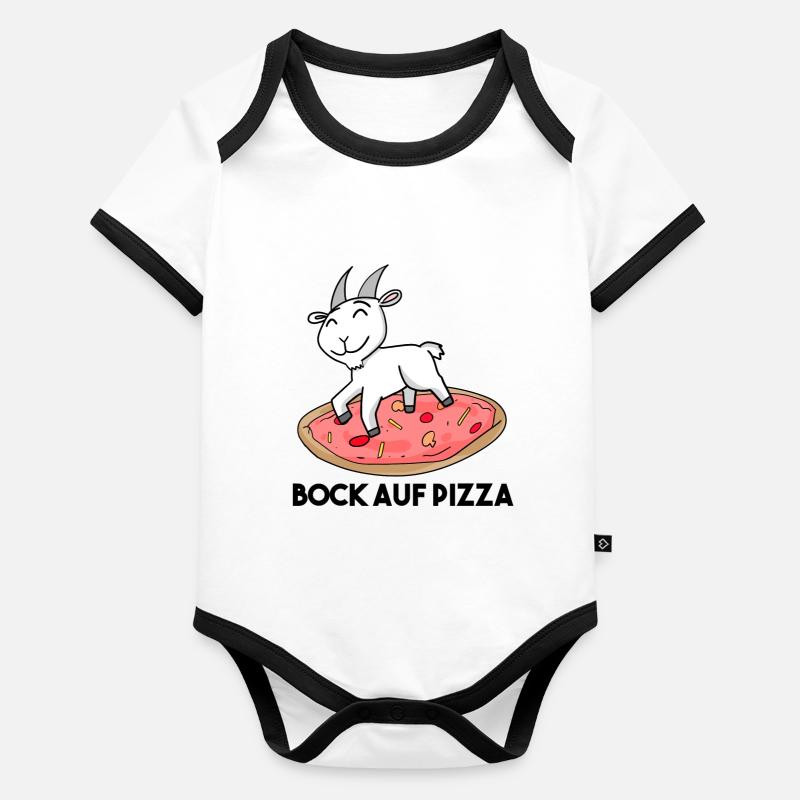 Bock auf Pizza - Ziege Ziegenbock Baby Bio-Kurzarm-Kontrastbody