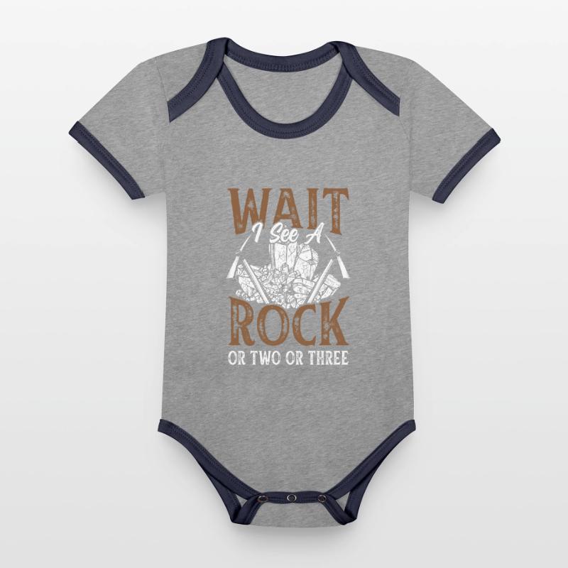 Warte Ich Sehe Einen Stein Oder Zwei Oder Drei Baby Bio-Kurzarm-Kontrastbody