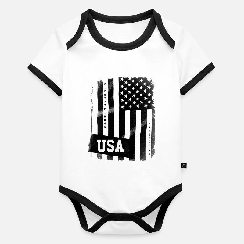 US Flag Organic Baby Contrasting Bodysuit
