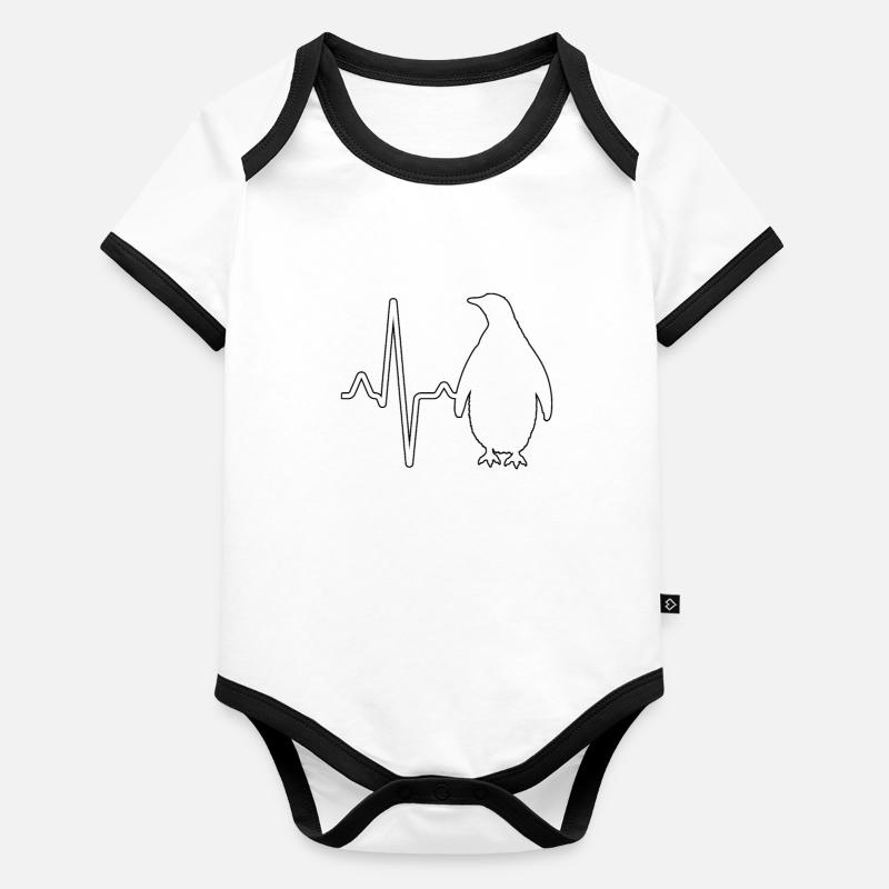 Penguin heartbeat Organic Baby Contrasting Bodysuit