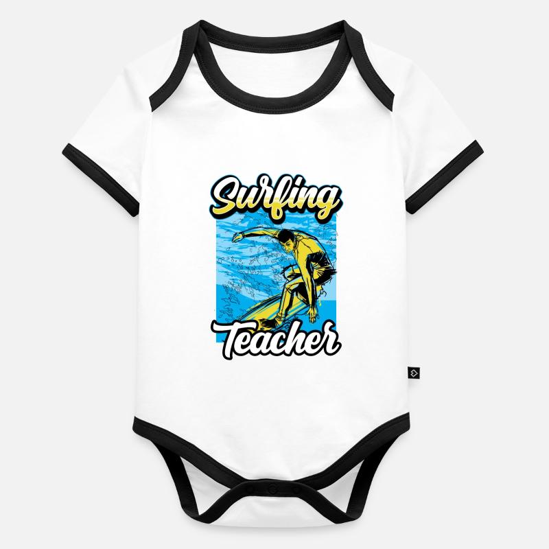 Surflehrer Surfkurs Surfschule Surf Lehrer Surfer Baby Bio-Kurzarm-Kontrastbody