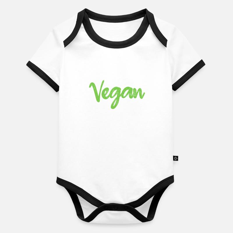 Végétalien Body Bébé bio contrasté manches courtes