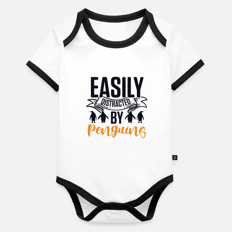 Easily distracted by Penguins King Emperor Sea Organic Baby Contrasting Bodysuit