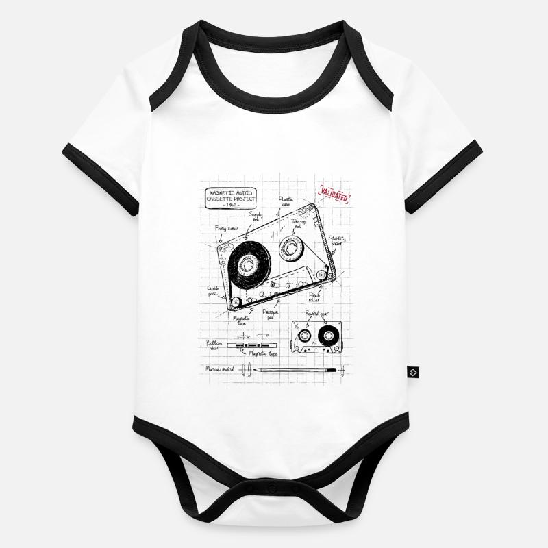 Cassette audio plan Body Bébé bio contrasté manches courtes