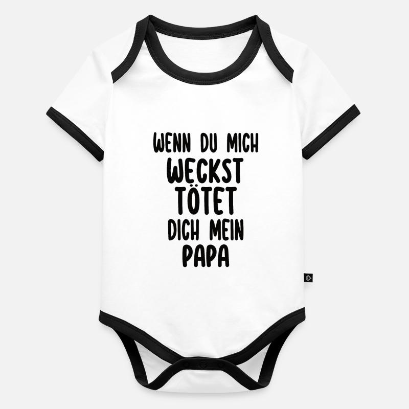 Wenn Du Mich Weckst... Lustiger Spruch Baby Bio-Kurzarm-Kontrastbody
