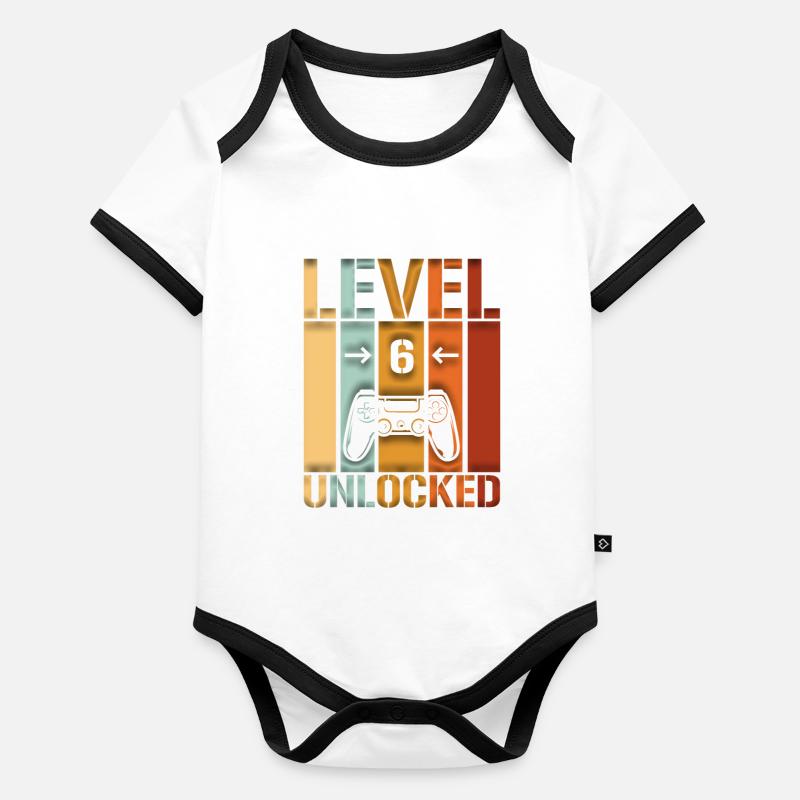 6. Geburtstag Level 6 unlocked Baby Bio-Kurzarm-Kontrastbody