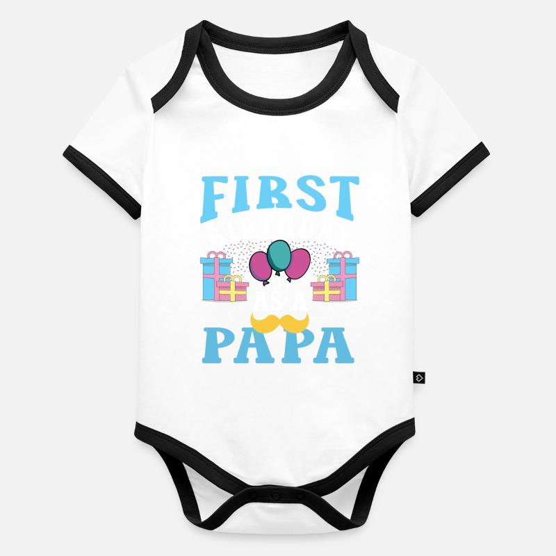 Erster Geburtstag Als Papa Party Vater Papi Baby Bio-Kurzarm-Kontrastbody