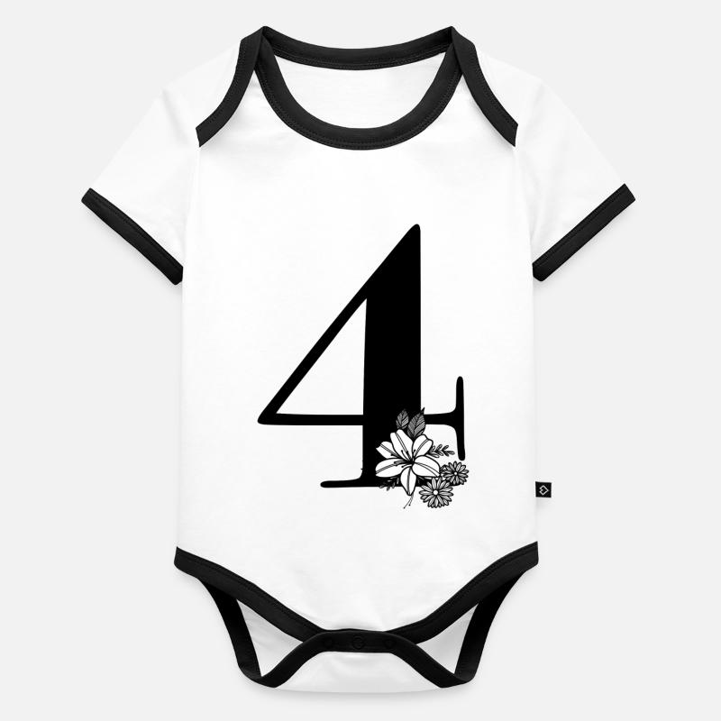 Numéro 4 Body Bébé bio contrasté manches courtes
