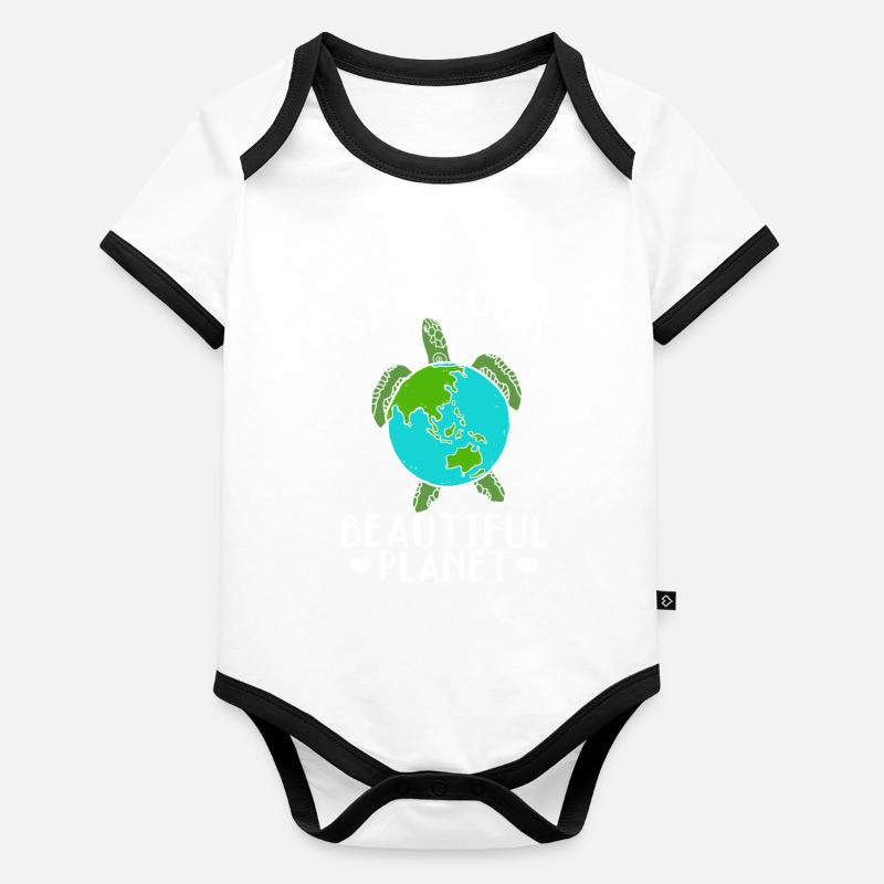 Save the turtles Save our beautiful Organic Baby Contrasting Bodysuit