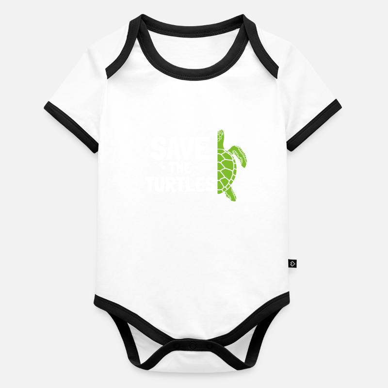 Save the turtles Organic Baby Contrasting Bodysuit