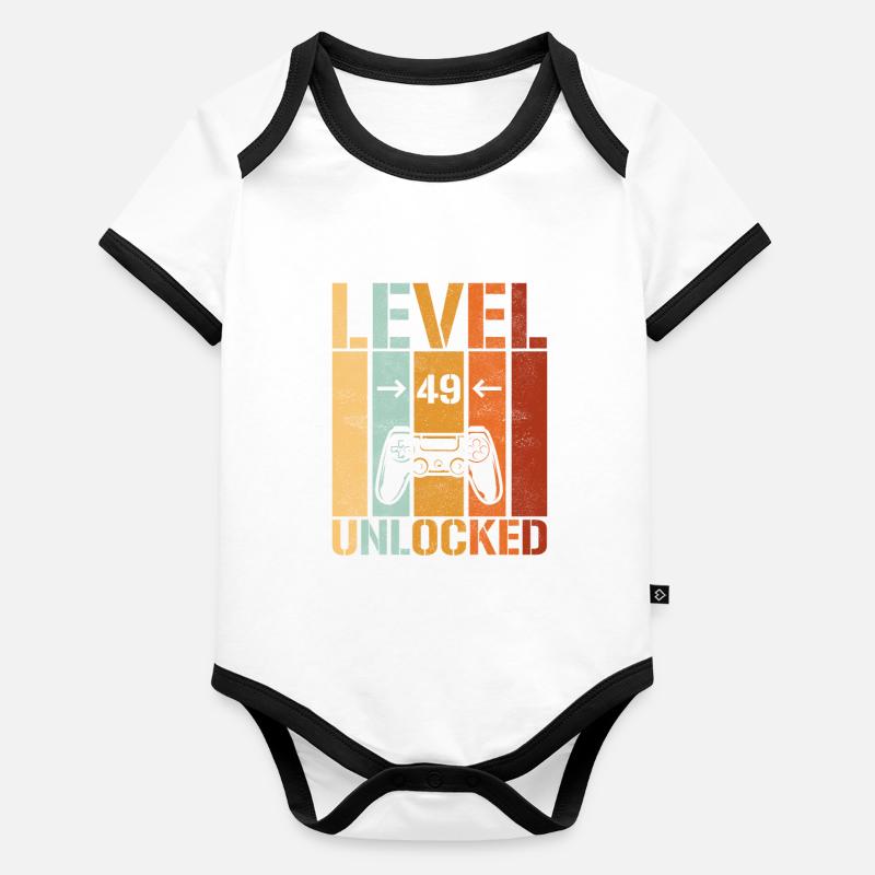 49. Geburtstag Level 49 unlocked Baby Bio-Kurzarm-Kontrastbody