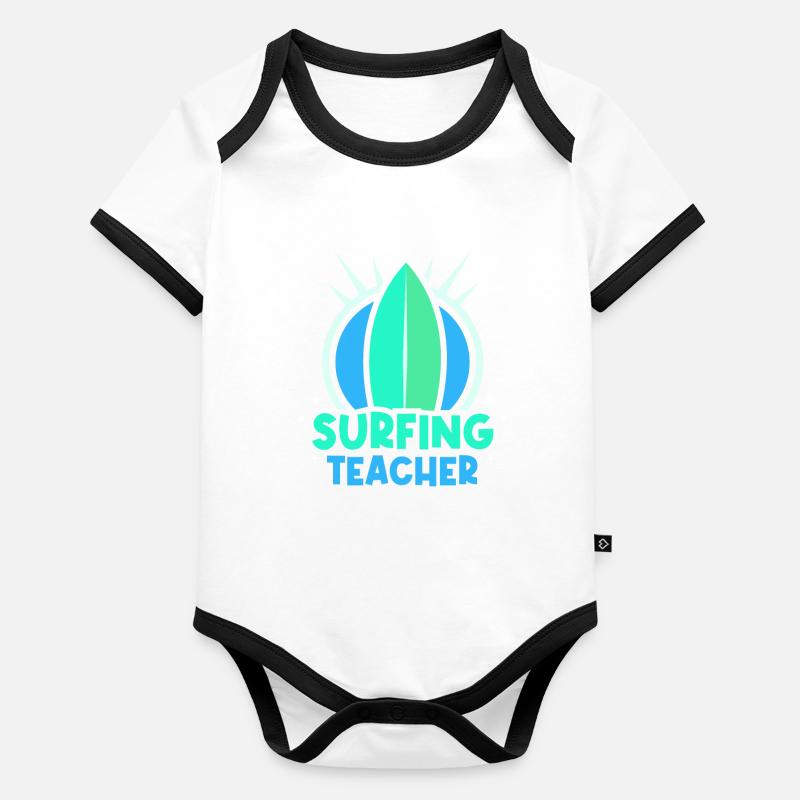 Moniteur de surf Surf Surf surf surf Body Bébé bio contrasté manches courtes
