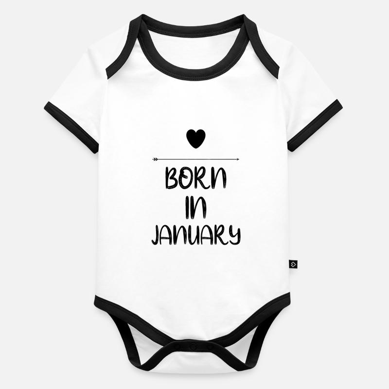 Né en janvier Body Bébé bio contrasté manches courtes