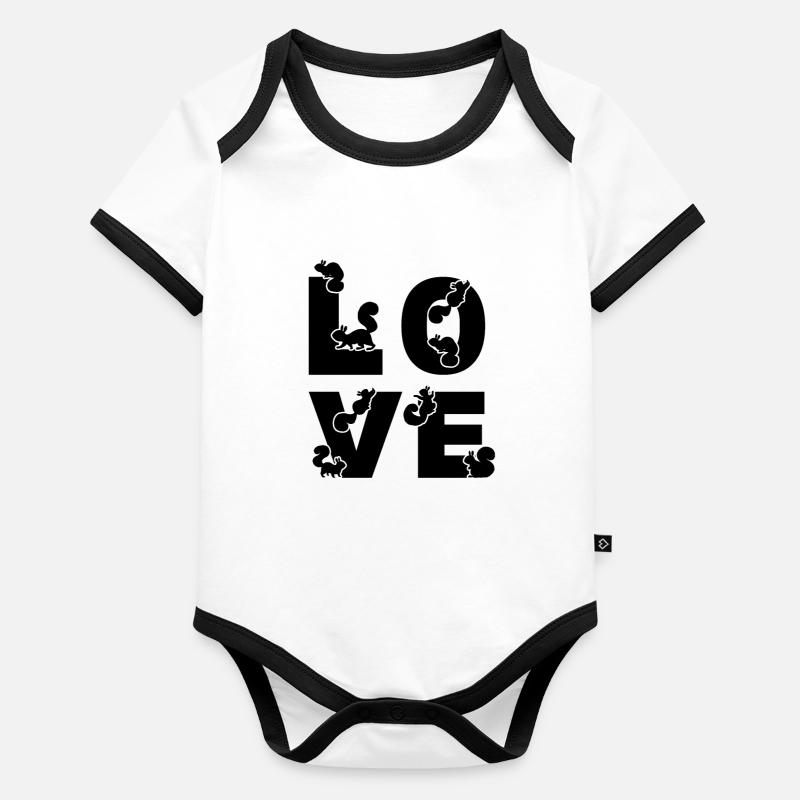 LOVE Eichhörnchen Niedlicher Eichhörnchenliebhaber Baby Bio-Kurzarm-Kontrastbody