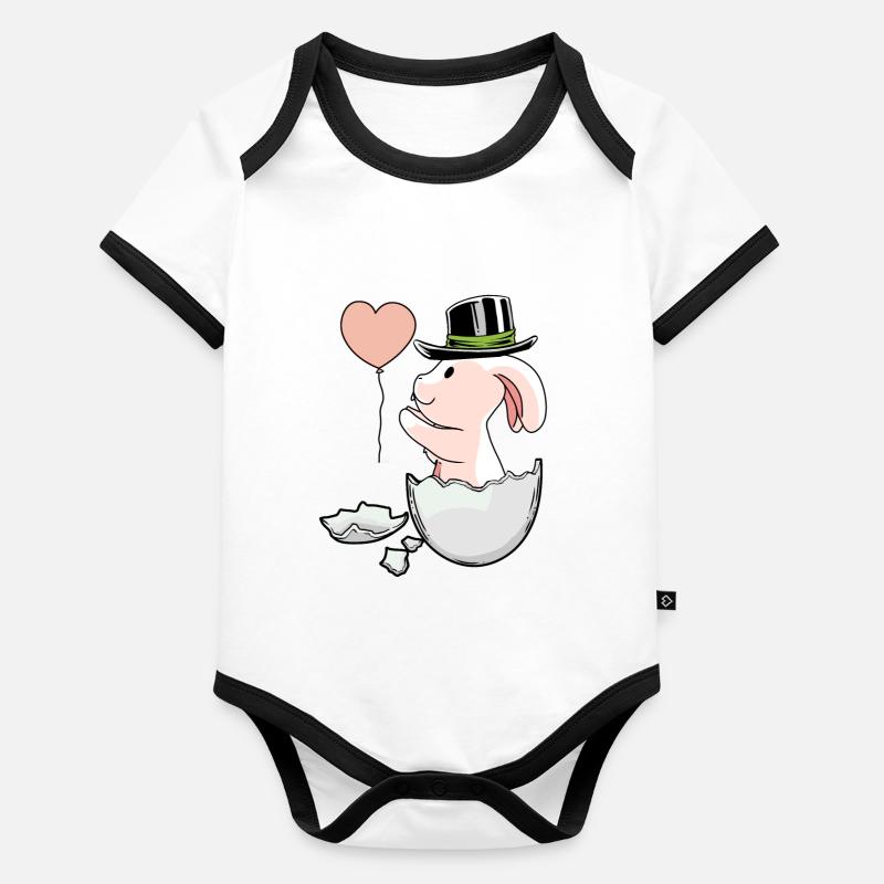 Easter Balloon EggShell Easter Rabbit Organic Baby Contrasting Bodysuit