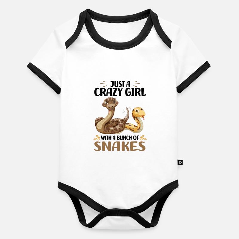 King Python Lover Snakes Pet Gift Body Bébé bio contrasté manches courtes