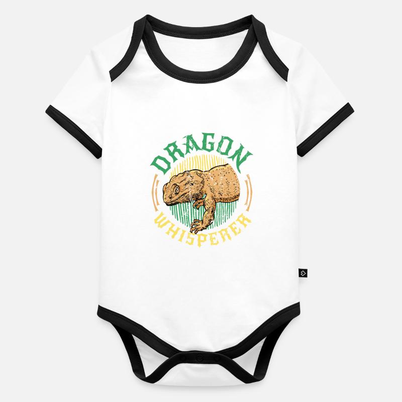 Bearded dragon, whisperer, reptile lover. Organic Baby Contrasting Bodysuit