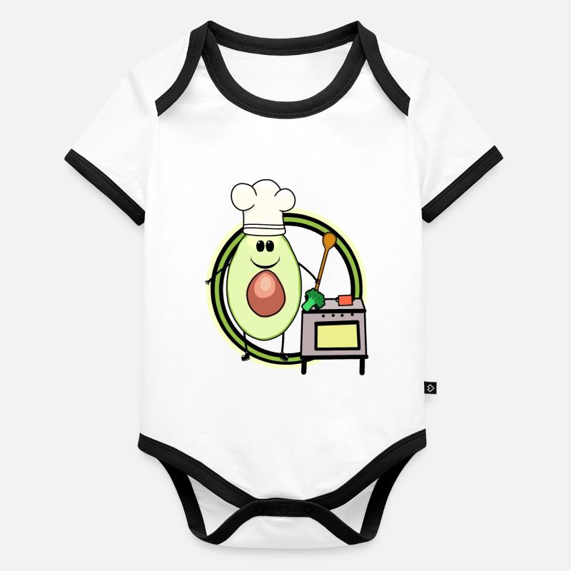Avocado Cooking Hobby Chef Chef Chef's Hat Stove Organic Baby Contrasting Bodysuit