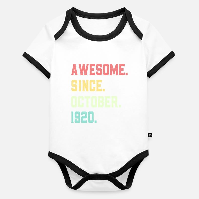Awesome Since October 1920 Organic Baby Contrasting Bodysuit
