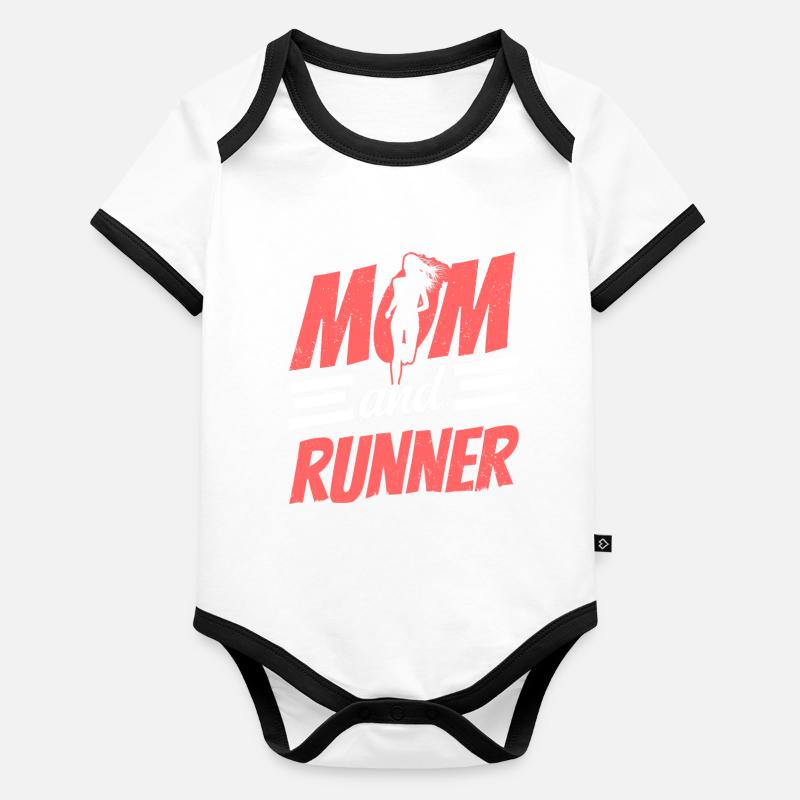 Mutter Und Läuferin Joggen Laufen Mama Baby Bio-Kurzarm-Kontrastbody