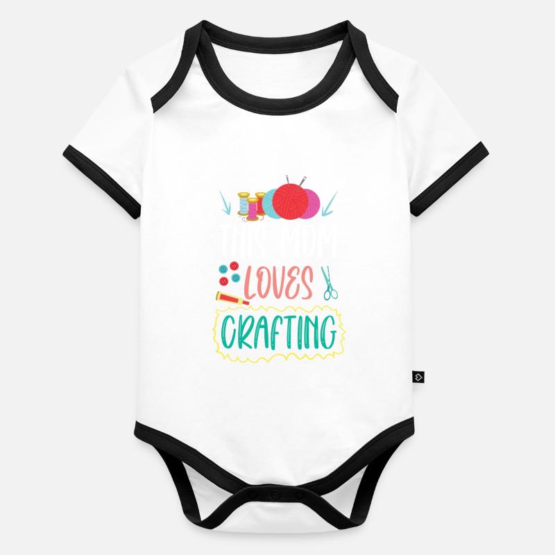 Cette maman aime créer des objets d’artisanat maman Body Bébé bio contrasté manches courtes