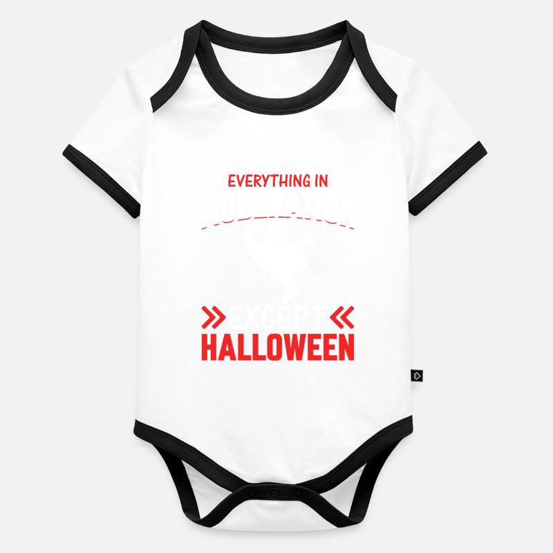 Everything In Moderation Except Halloween - Party Baby Bio-Kurzarm-Kontrastbody