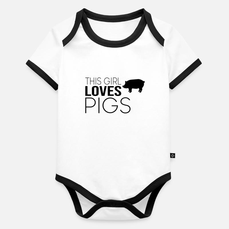 Mädchen Schwein Spruch Baby Bio-Kurzarm-Kontrastbody