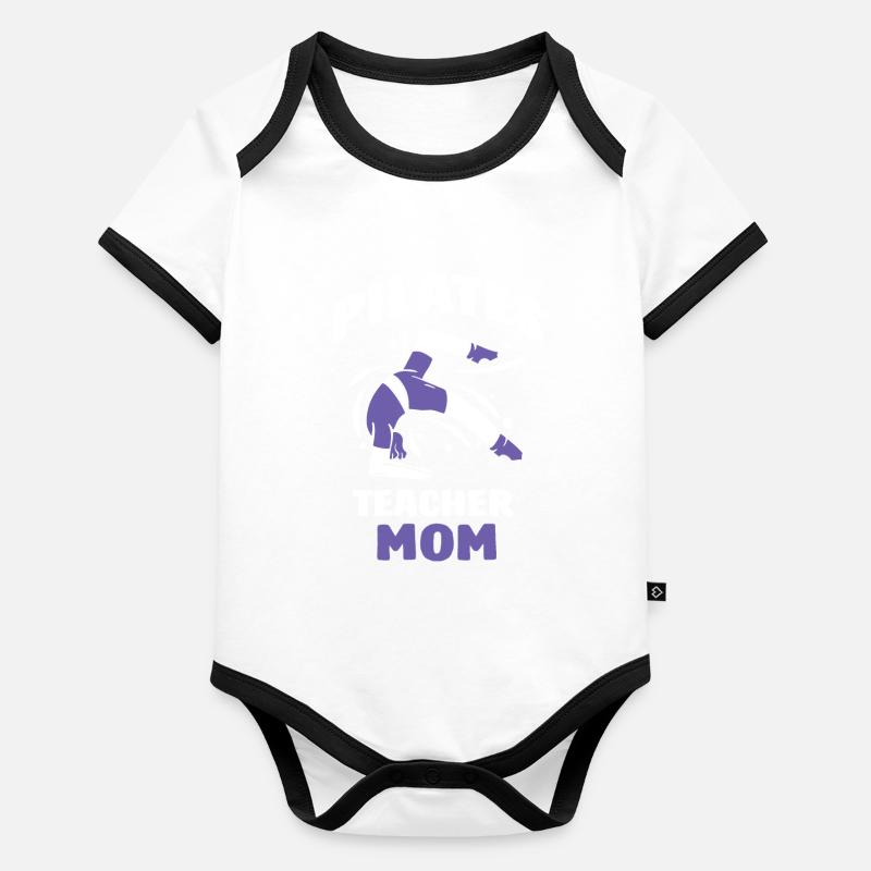 Pilates Lehrerin Mama Pilateslehrerin Mami Mutter Baby Bio-Kurzarm-Kontrastbody