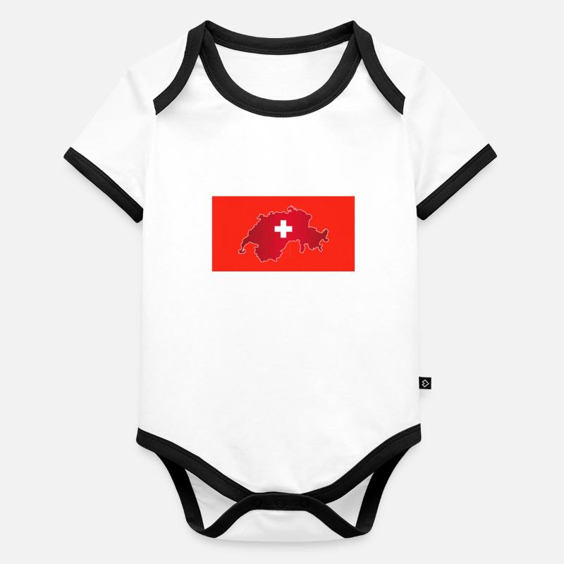 Drapeau de la Suisse Body Bébé bio contrasté manches courtes