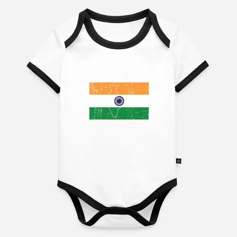 Drapeau de l’Inde Body Bébé bio contrasté manches courtes