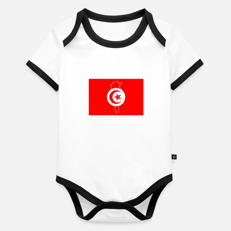 Tunisia Flag Organic Baby Contrasting Bodysuit